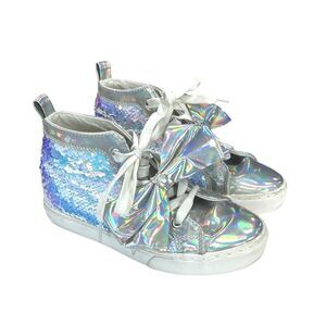 JOJO SIWA | Girls Silver High top Sequin Fashion Sneakers Athletic Shoes Size 3
